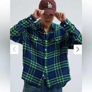 BDG Open Weave Plaid Button-Down Overshirt